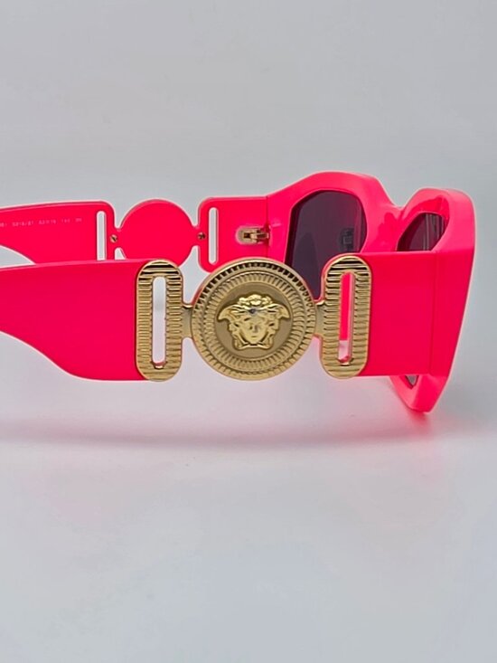 Versace Mod. 4361 5318/87 Neon Hot Pink Gold Medusa Frame Grey Lens Sunglasses main image 6